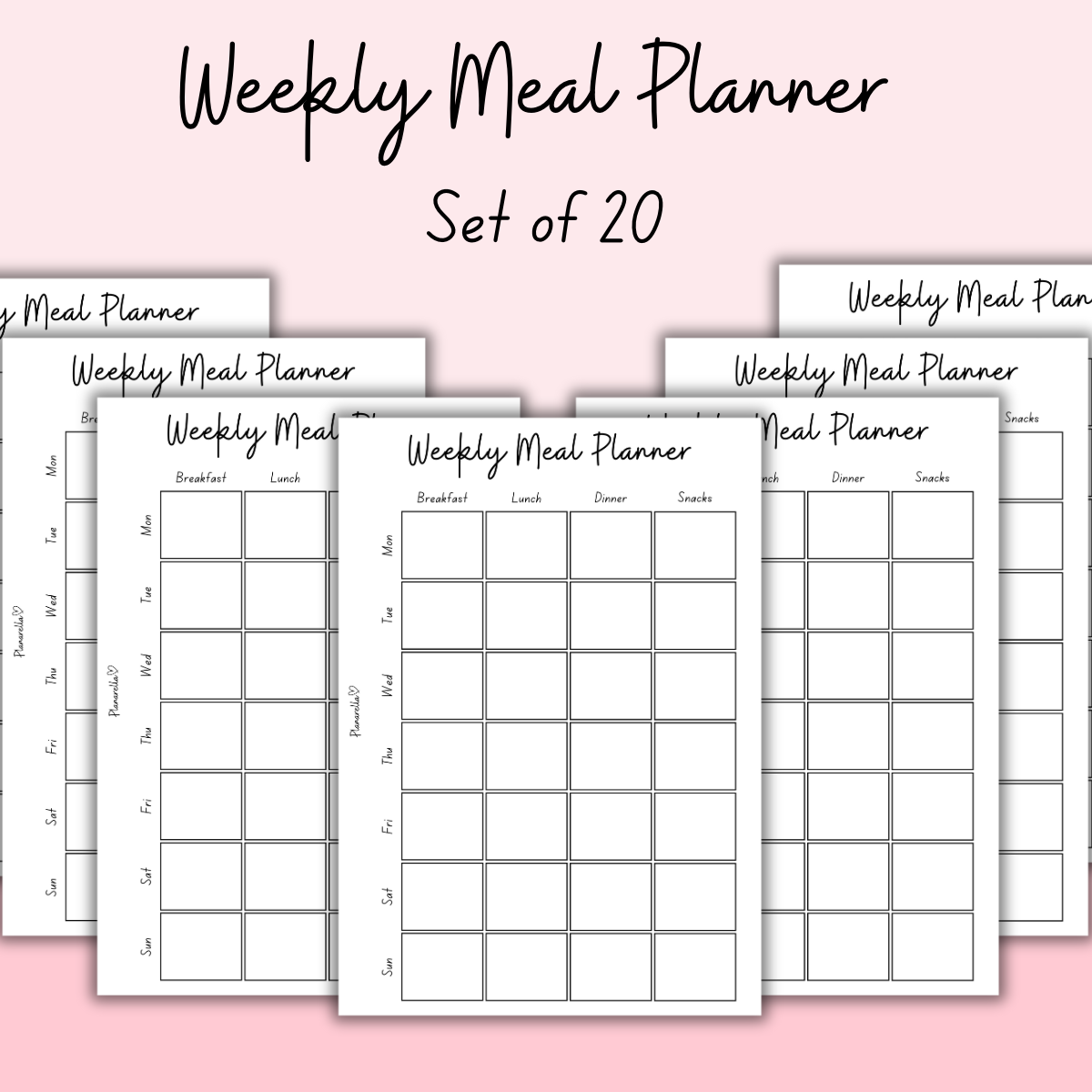 Weekly Meal Planner - Set of 20 Pages