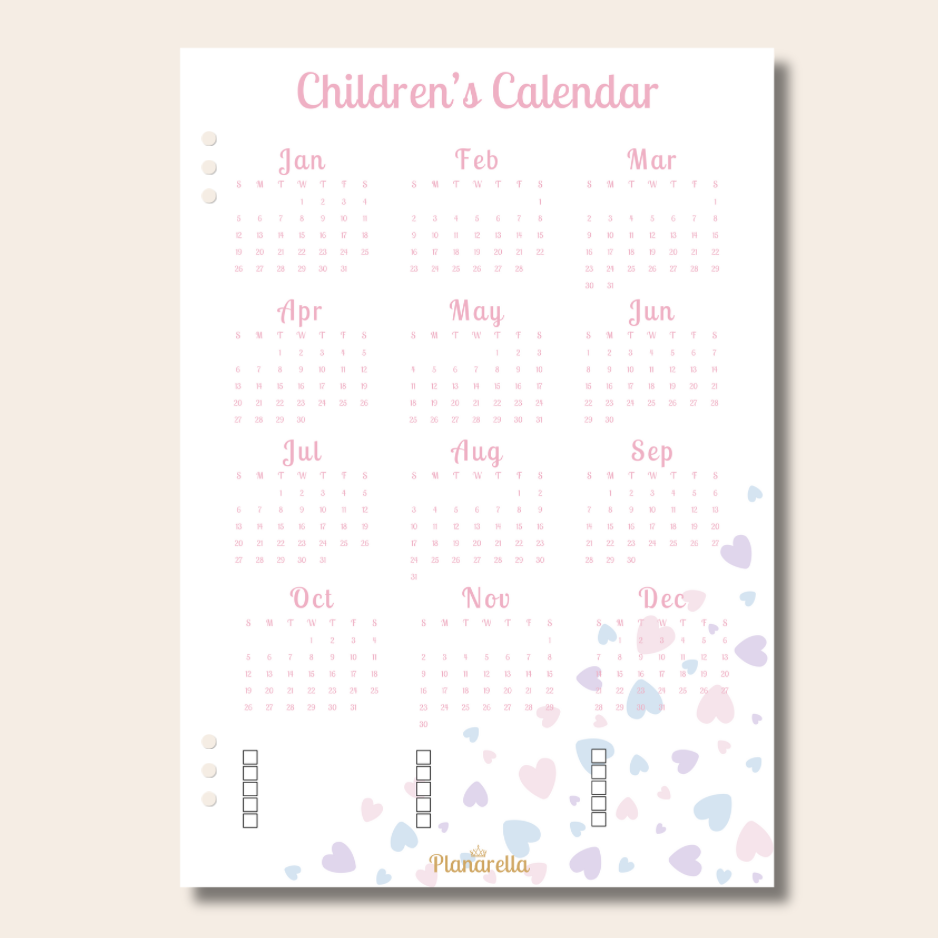Children’s Calendar - Pastel Passion - Single Page Insert