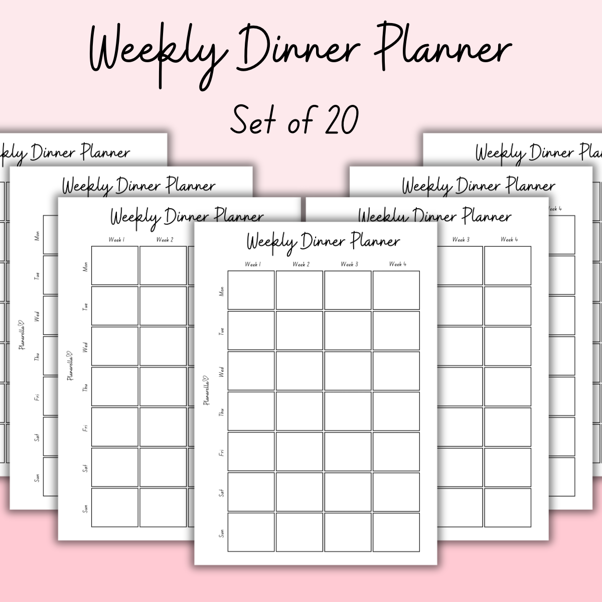 Weekly Dinner Planner - Set of 20 Pages