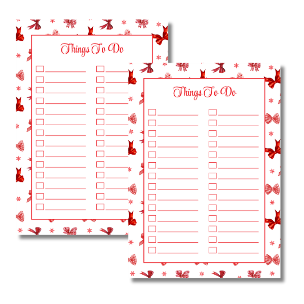 A4 Christmas Planner Refill Page Inserts - Red Bows
