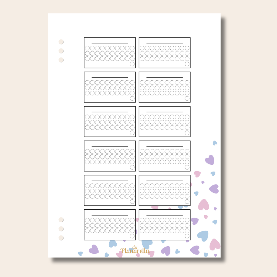 Blank Yearly Tracker - Pastel Passion - Single Page