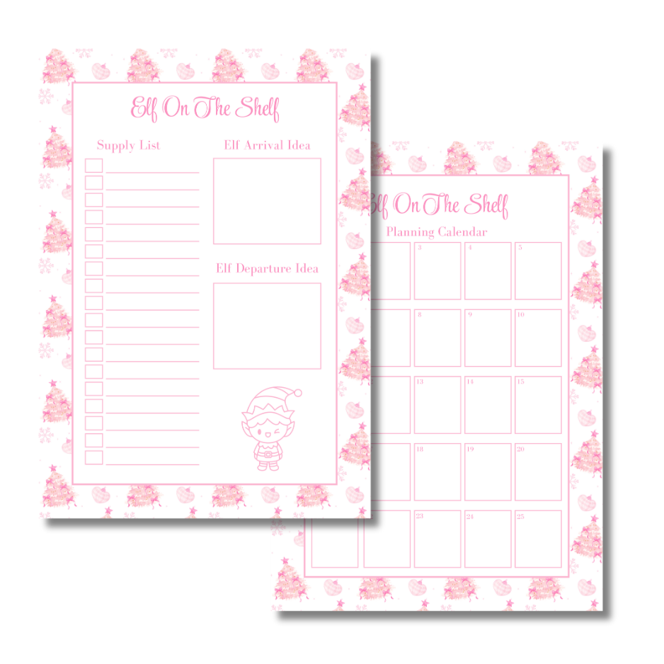 A4 Christmas Planner Refill Page Inserts - Pink Trees