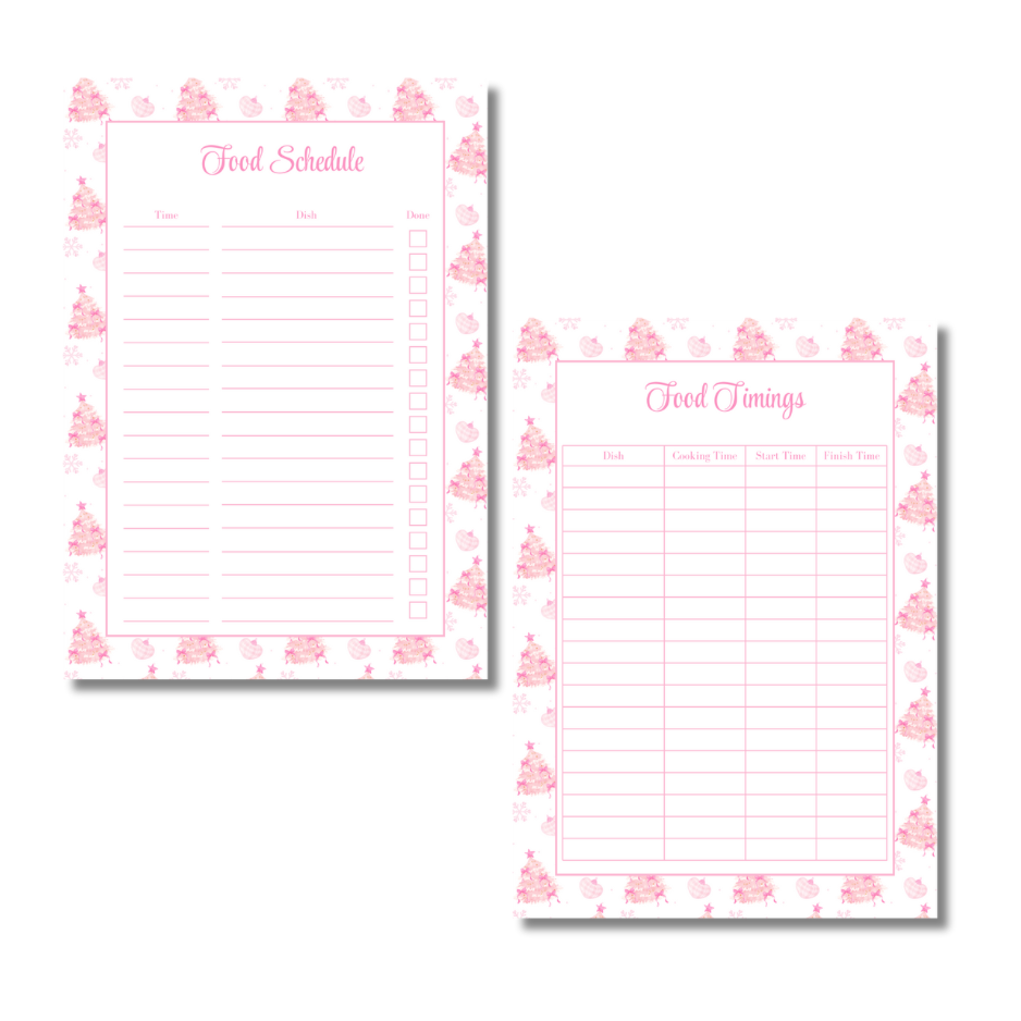 A4 Christmas Planner Refill Page Inserts - Pink Trees