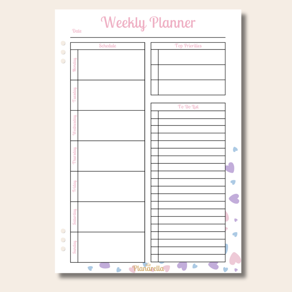 Weekly Planner - Pastel Passion - Set of 20 Page Inserts