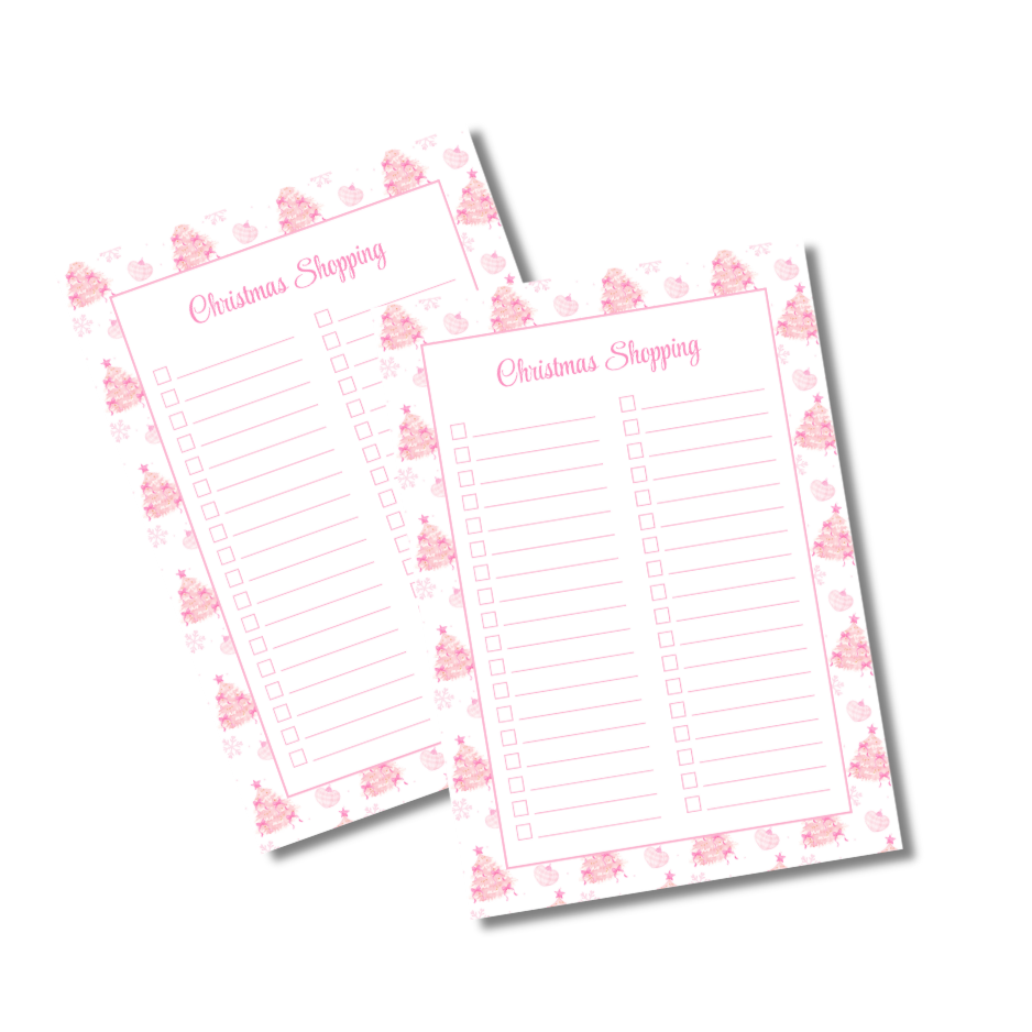 A4 Christmas Planner Refill Page Inserts - Pink Trees