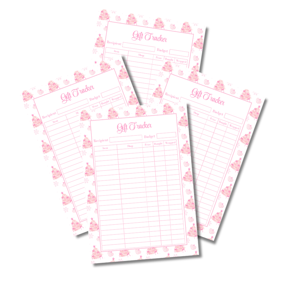 A4 Christmas Planner Refill Page Inserts - Pink Trees
