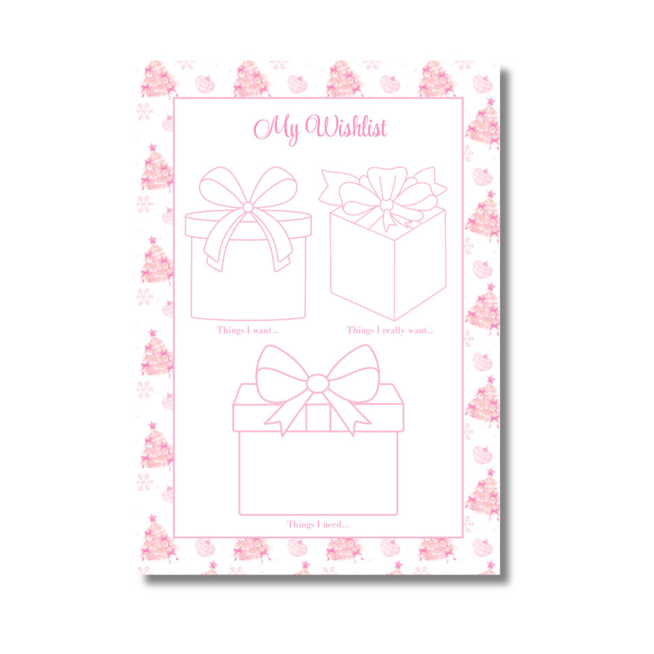 A4 Christmas Planner Refill Page Inserts - Pink Trees