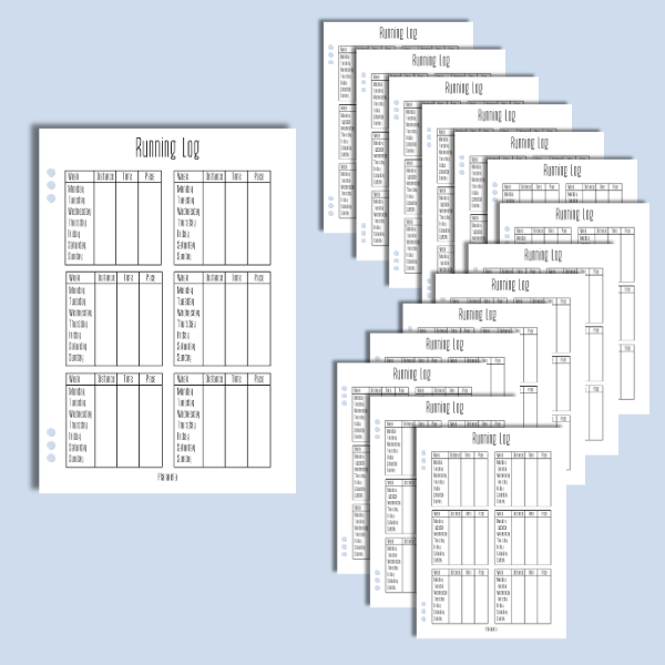 Running Log - Set of 20 Page Inserts