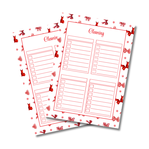 A4 Christmas Planner Refill Page Inserts - Red Bows