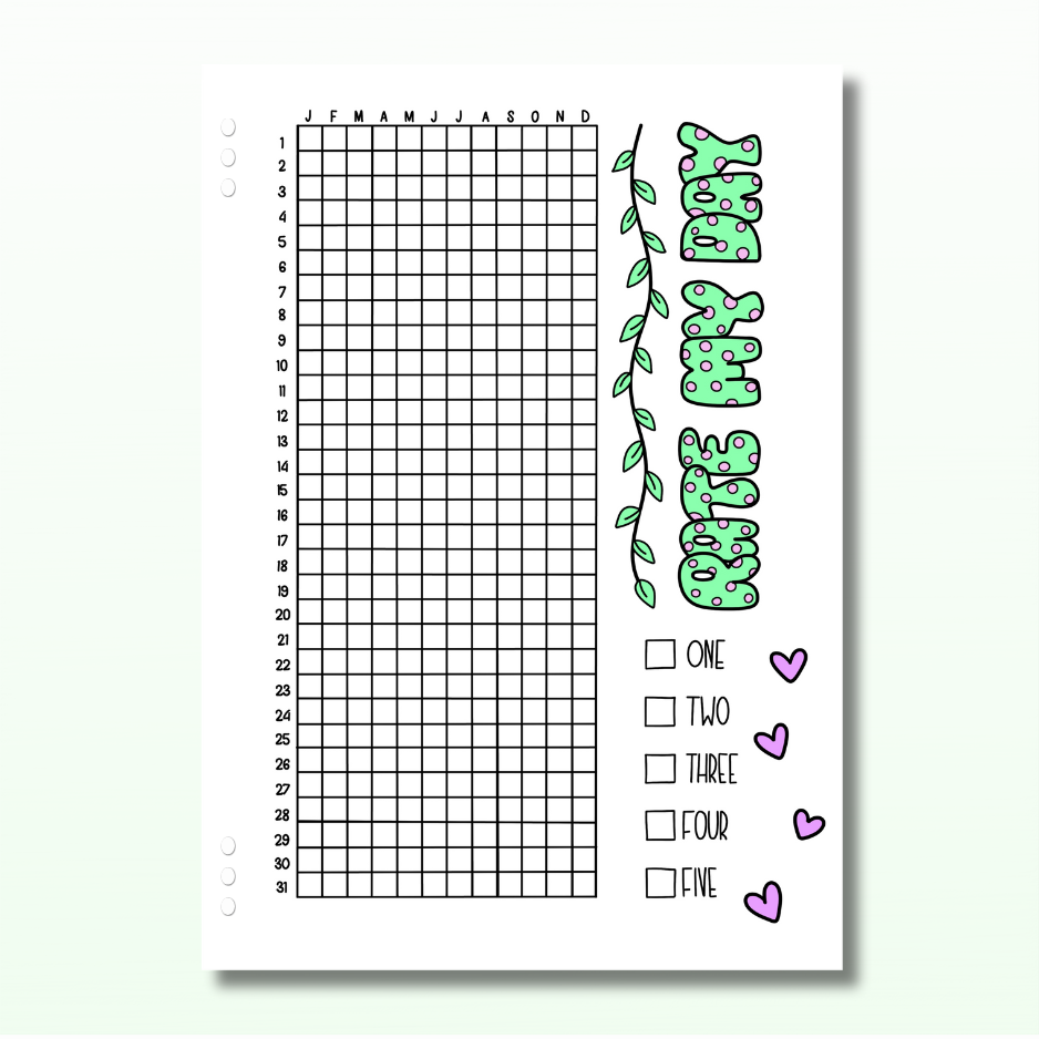 Yearly Rate My Day - Single Page