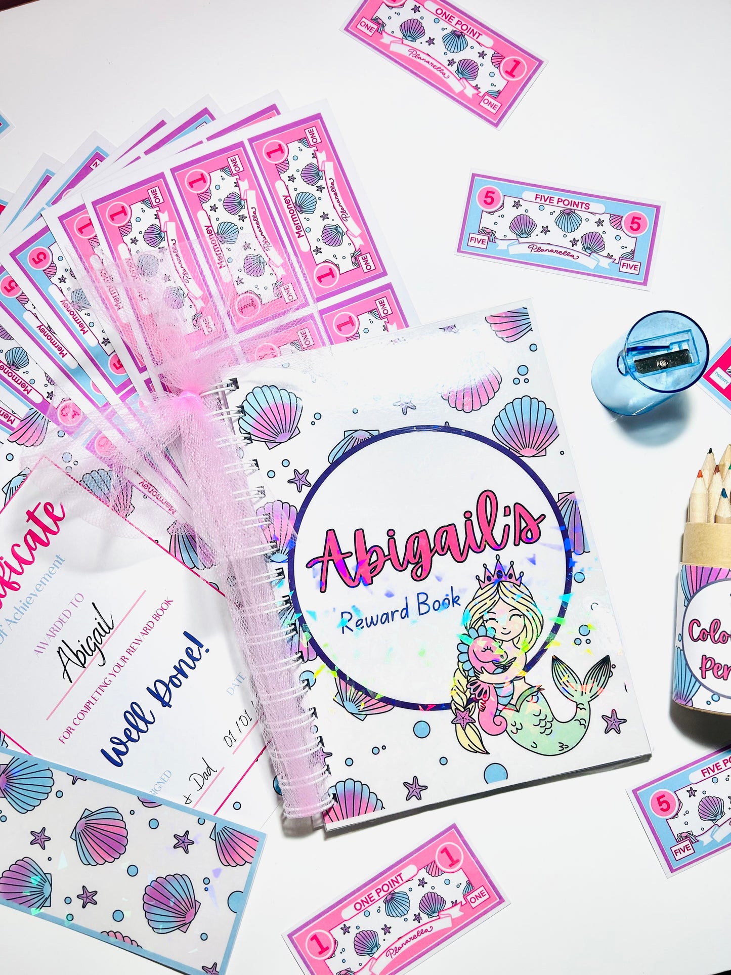 Personalised Mermaid Kids Reward Book Set