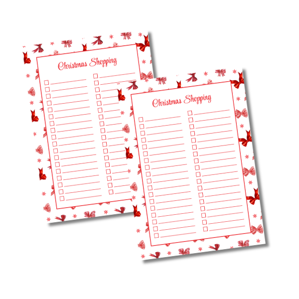 A4 Christmas Planner Refill Page Inserts - Red Bows