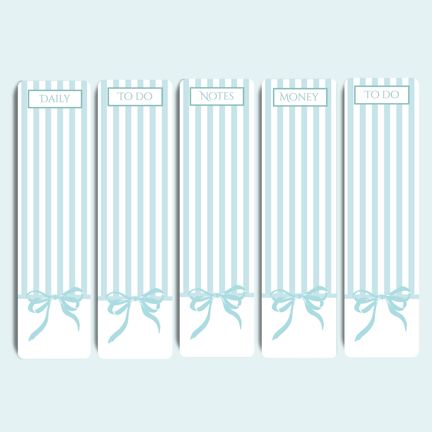 Customisable Planner Bookmark Tabs - Set of 5 - Darling Blue