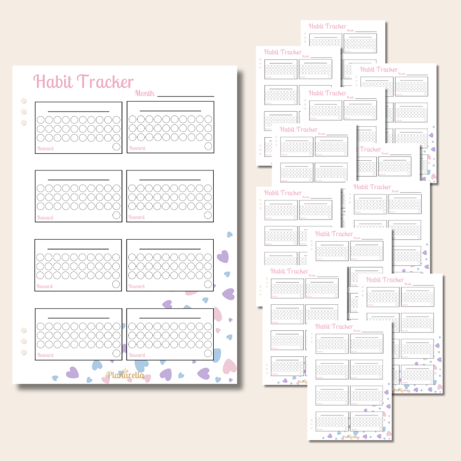 Habit Tracker - Pastel Passion - Set of 12 Page Inserts
