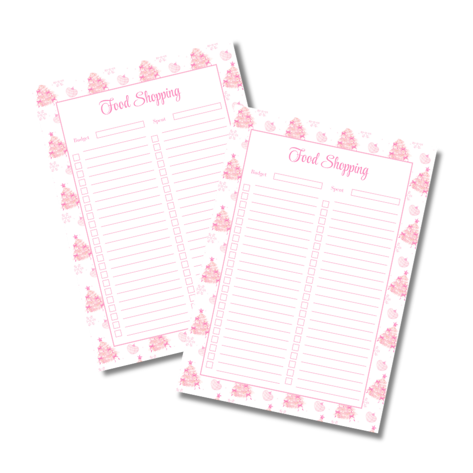 A4 Christmas Planner Refill Page Inserts - Pink Trees