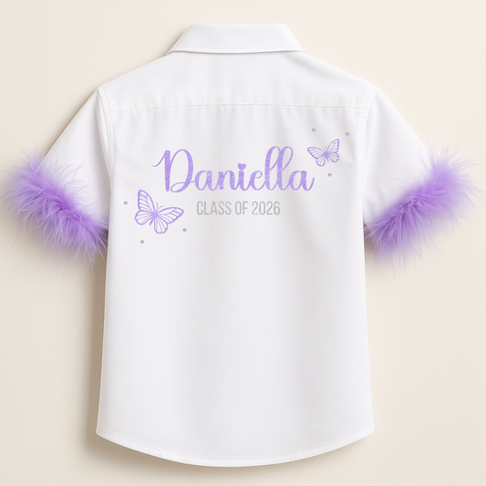 Personalised School Leavers Shirt - Butterfly Bliss