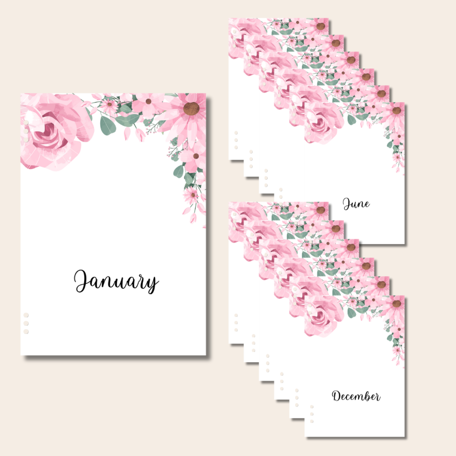 Garden Roses - Yearly Page Dividers - Set of 12