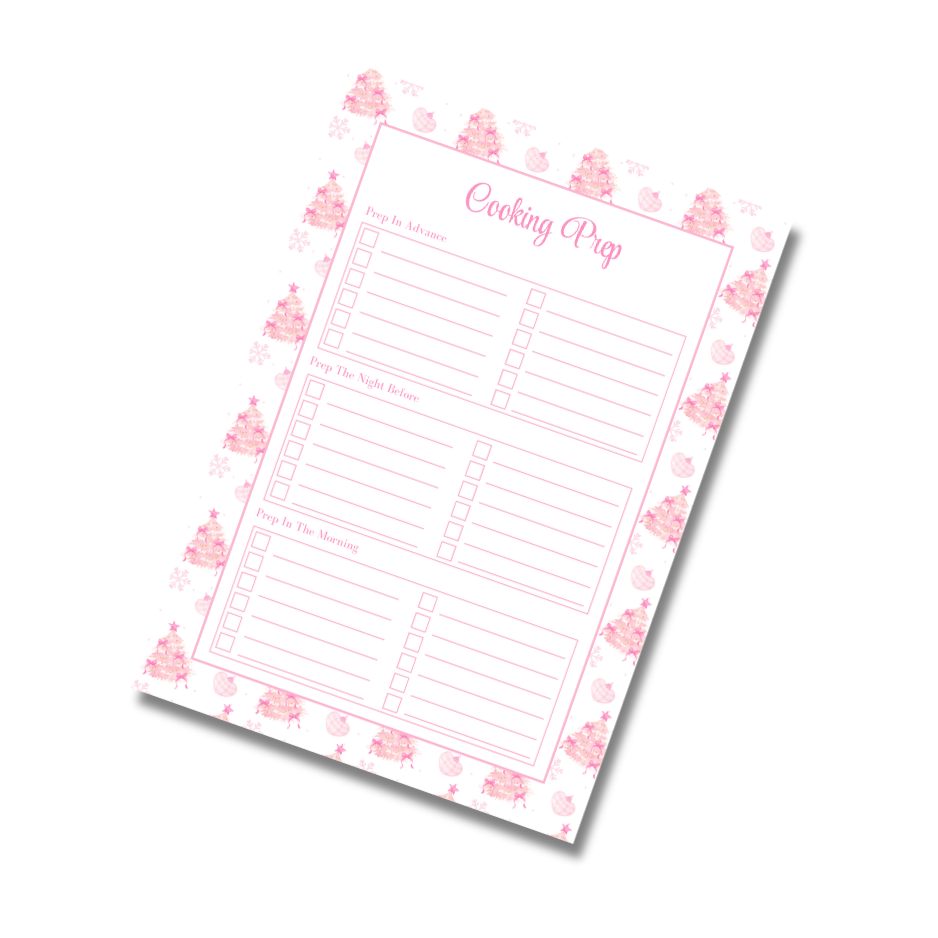 A4 Christmas Planner Refill Page Inserts - Pink Trees