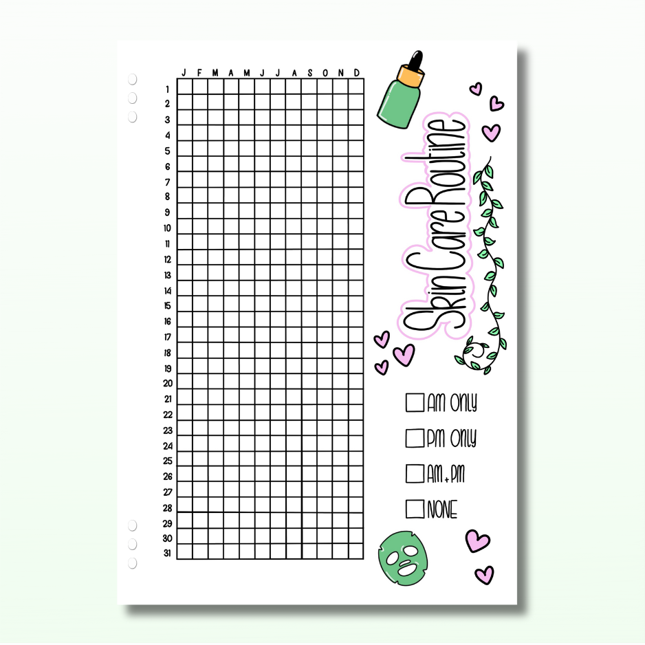Yearly Skin Care Routine - Single Page