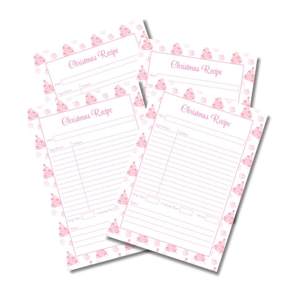 A4 Christmas Planner Refill Page Inserts - Pink Trees