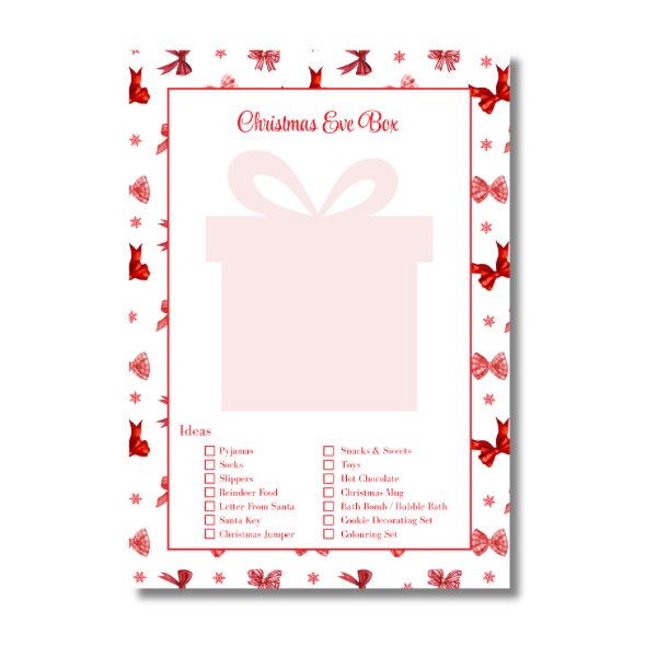 A4 Christmas Planner Refill Page Inserts - Red Bows