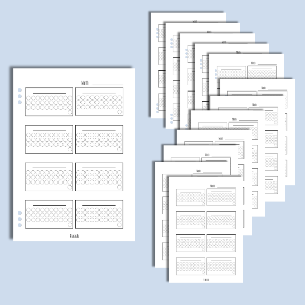 Blank Tracker - Set of 12 Page Inserts