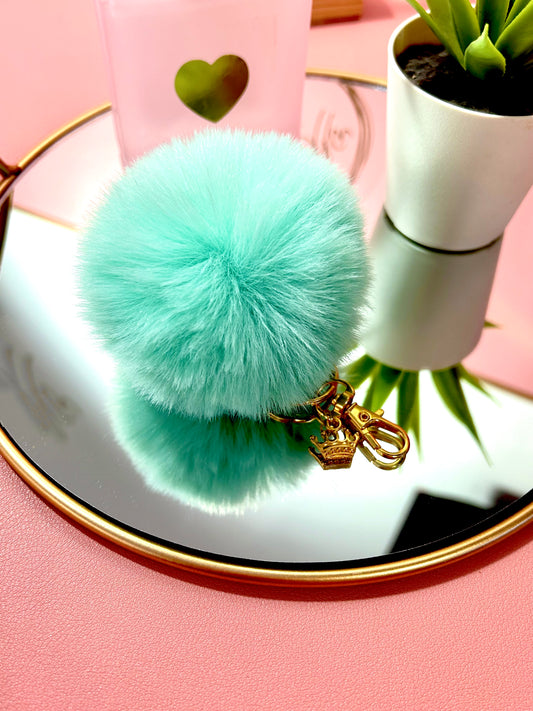 Faux Fur PomPom Key Ring - Jasmine