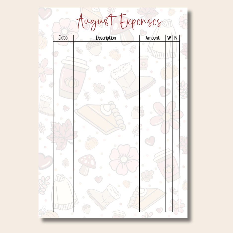 September Journal Page Set