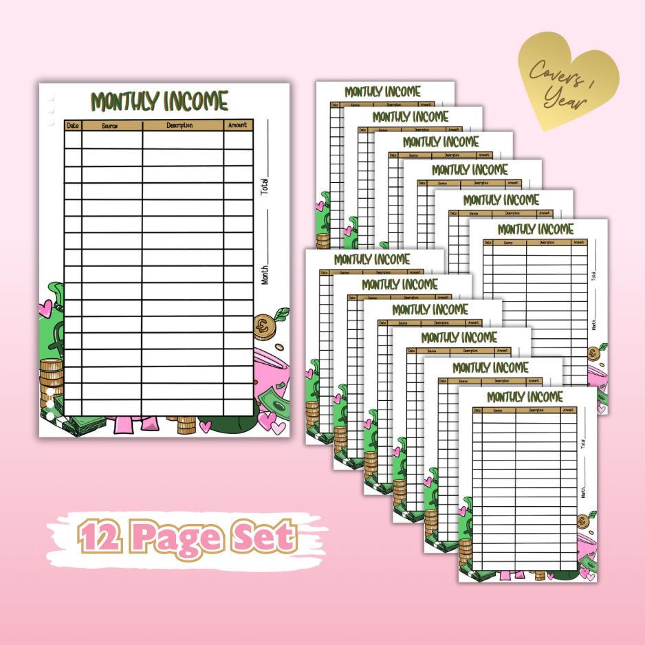 Money & Savings Set - 1 Year Bundle - 97 Page Inserts & 13 Dividers