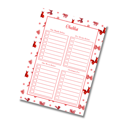 A4 Christmas Planner Refill Page Inserts - Red Bows