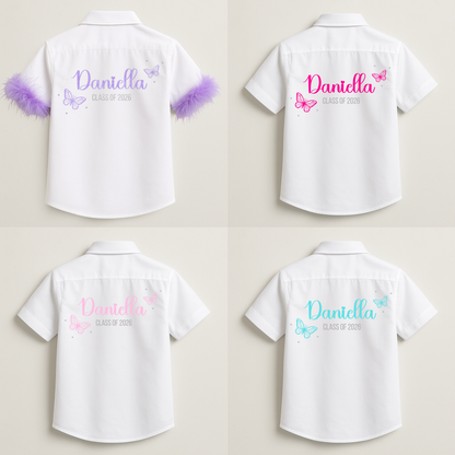 Personalised School Leavers Shirt - Butterfly Bliss