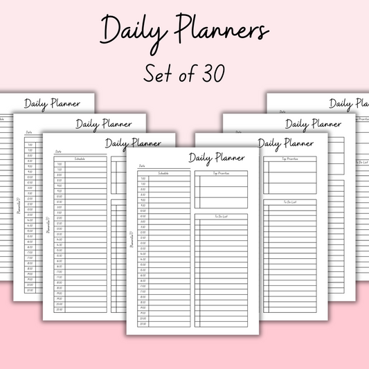 Daily Planner - Set of 30 Pages