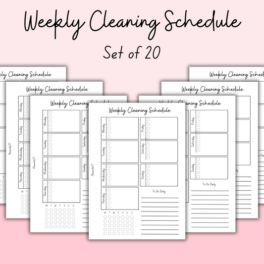 Weekly Cleaning Schedule - Set of 20 Pages