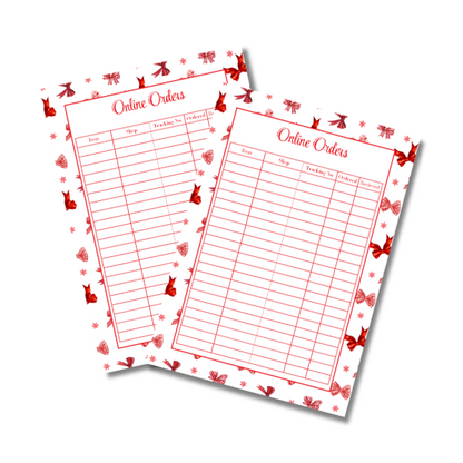 A4 Christmas Planner Refill Page Inserts - Red Bows