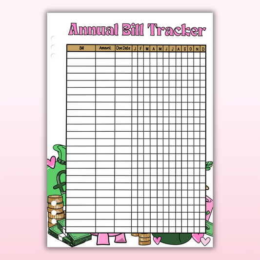Annual Bill Tracker - Single Page
