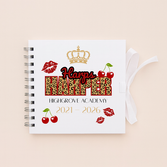 Personalised School Leavers Memory Scrap Book - Wild Cherry