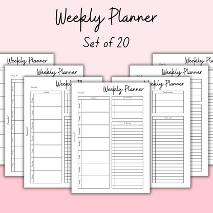 Weekly Planner - Set of 20 Pages
