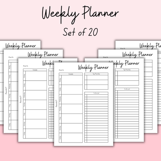 Weekly Planner - Set of 20 Pages