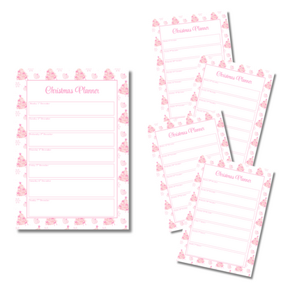 A4 Christmas Planner Refill Page Inserts - Pink Trees