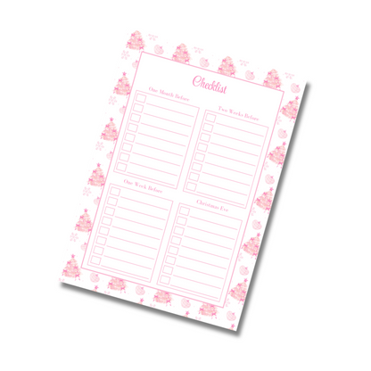A4 Christmas Planner Refill Page Inserts - Pink Trees