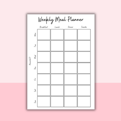 Weekly Meal Planner - Set of 20 Pages