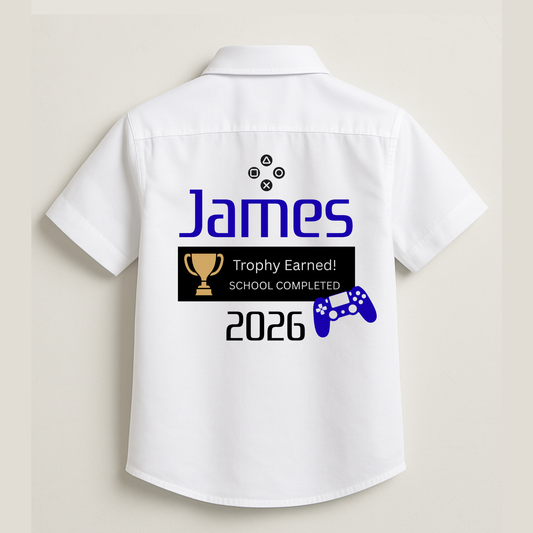 Personalised School Leavers Shirt - Blue Gamer