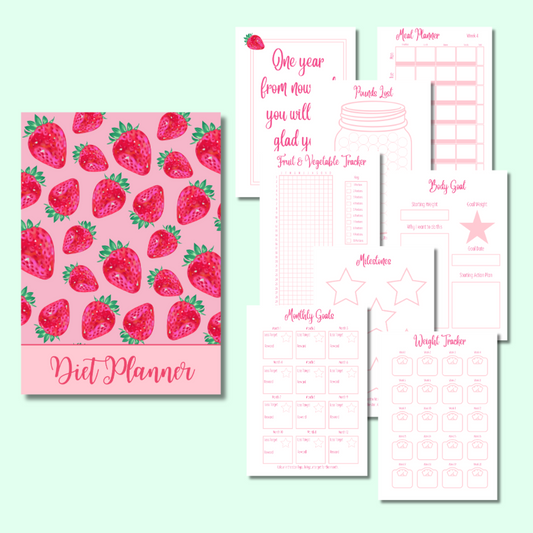 Strawberry Sparkles -Diet Planner - Page Insert Set