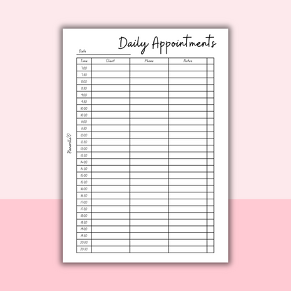 Daily Appointments - Set of 30 Pages