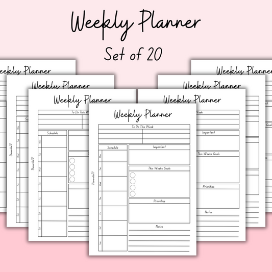 Weekly Planner - Set of 20 Pages