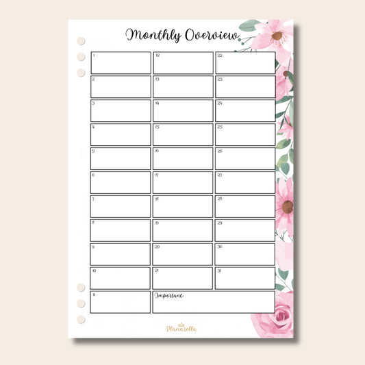 Monthly Overview - Garden Roses - Single Page Insert