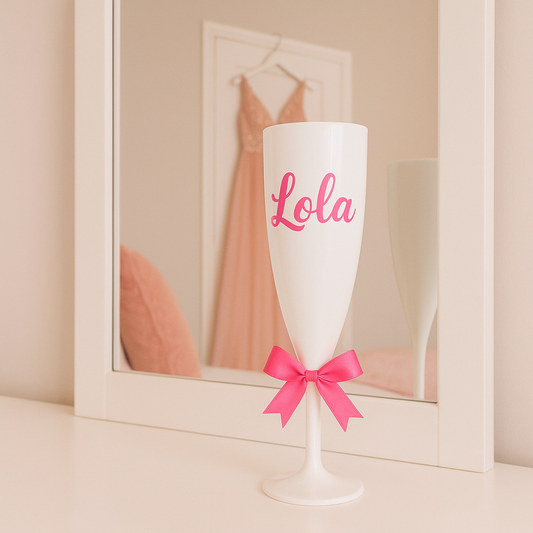 Personalised White Prom Champagne Mocktail Glass Flute