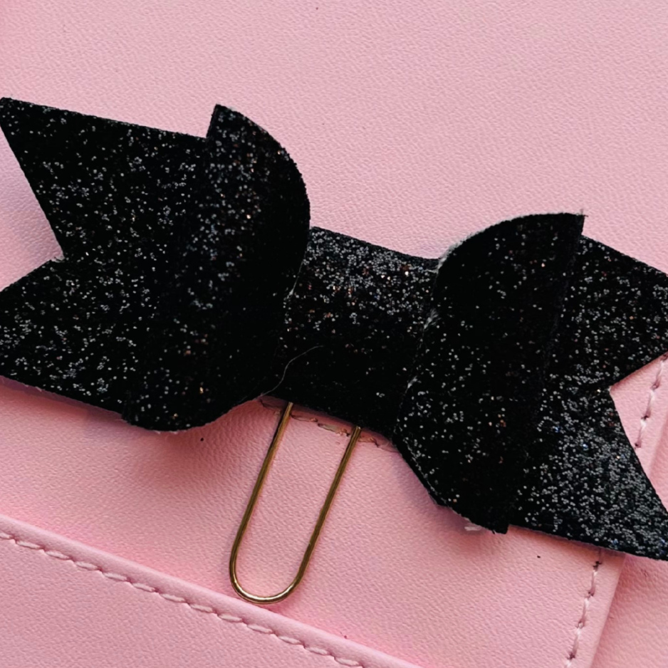 Black Magic Glitter Bow Paper Clip