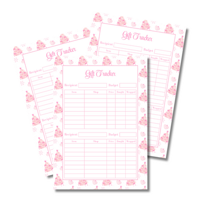 A4 Christmas Planner Refill Page Inserts - Pink Trees