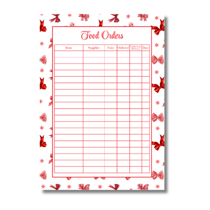 A4 Christmas Planner Refill Page Inserts - Red Bows
